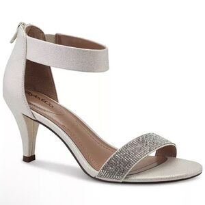 Style & Co Phillys Silver/White Ankle Strap Heels